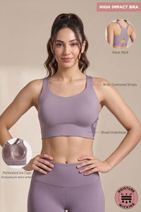 Zelocity High Impact Moisture Wicking Sports Bra - Purple Dove — thumbnail 8